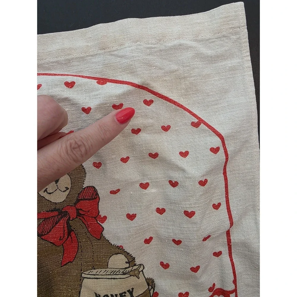 VTG Linen TeaTowel 1986 Calender TeddyBear HoneyPot 23